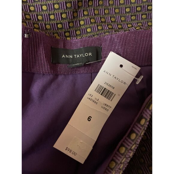 Ann Taylor Women's Pencil Purple Textured Lined Dot Pattern Size 6 NEW Office - Picture 10 of 11